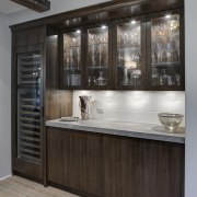 In this kitchen remodel by Doug Durbin, the cabinetry, countertop, interior design, kitchen, gray, black