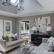 Sitting area in modern urban interior - Sitting ceiling, daylighting, home, interior design, living room, room, wall, window, gray