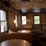 Bar restoration with Caroma and Fowler fittings - architecture, ceiling, daylighting, furniture, house, interior design, lighting, table, wood, brown, red