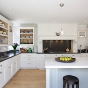 The hob area is the centrepiece of this cabinetry, countertop, cuisine classique, home, interior design, kitchen, property, real estate, room, gray, white