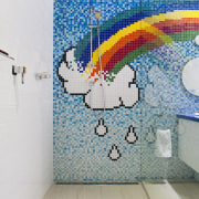 Colorful children's bathroom - Colorful children&apos;s bathroom - art, artwork, blue, design, wall, gray