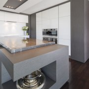 This kitchen in a new house was designed countertop, cuisine classique, floor, interior design, kitchen, real estate, gray, white