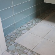 Apartment bathroom renovation - Apartment bathroom renovation - daylighting, floor, flooring, glass, interior design, tile, wall, gray