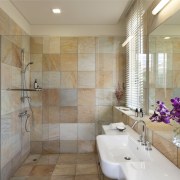 Contemporary tile bathroom - Contemporary tile bathroom - bathroom, estate, floor, flooring, home, interior design, property, real estate, room, tile, wall, gray, brown