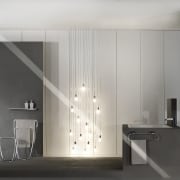 Transitional Gessi bathroomware.  There has never been architecture, bathroom, bathroom accessory, floor, home, interior design, room, wall, gray, white