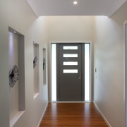 Modern beachfront show home - Modern beachfront show ceiling, daylighting, floor, flooring, hardwood, home, house, interior design, lighting, real estate, room, window, wood, wood flooring, gray