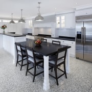 Hamptons-style kitchen by Wonderful Kitchens - Hamptons-style kitchen countertop, dining room, floor, flooring, interior design, kitchen, real estate, table, gray