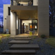 This new house designed by Scott West is architecture, building, elevation, estate, facade, home, house, real estate, residential area, black