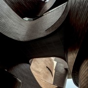 A view up past the podium level of architecture, design, line, black