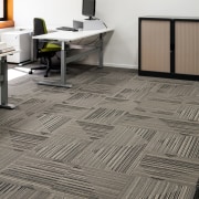 Durable, good-looking carpet tiles for commercial use.  floor, flooring, hardwood, laminate flooring, tile, wood, wood flooring, gray