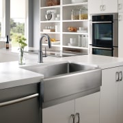 A good sink is the finishing touch to cabinetry, countertop, cuisine classique, home appliance, kitchen, kitchen appliance, kitchen stove, major appliance, product design, sink, white, gray