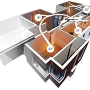 Ceiling ducting diagram for gas central heating - product, product design, white