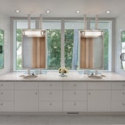 This new master suite, built within an addition bathroom, bathroom accessory, bathroom cabinet, cabinetry, countertop, home, interior design, kitchen, room, sink, window, gray