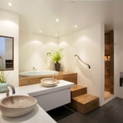 At the request of the owners, this space bathroom, estate, interior design, property, real estate, room, sink, gray