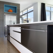 Modern kitchen with Fisher &amp; Paykel DishDrawer cabinetry, countertop, home appliance, interior design, kitchen, white, gray
