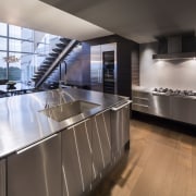 Julien Signature stainless steel kitchens are custom designed cabinetry, countertop, cuisine classique, floor, interior design, kitchen, gray