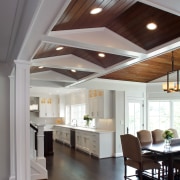 A new addition to this traditional 1980s house ceiling, daylighting, floor, flooring, hardwood, home, house, interior design, living room, lobby, real estate, wood flooring, gray