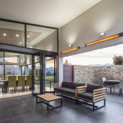 Floor-to-ceiling windows are triple glazed in this house architecture, ceiling, house, interior design, living room, lobby, real estate, window, gray