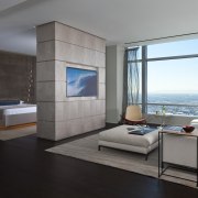 An apartment within an apartment  the master floor, flooring, furniture, interior design, living room, wall, window, gray, black