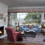 This formal living room has been restored but ceiling, chair, couch, furniture, home, house, interior design, living room, real estate, room, wall, window, gray