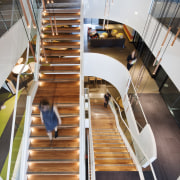 The wide stair in the Aurecon building posed architecture, building, furniture, interior design, product design, stairs, wood, gray