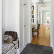 A mudroom, small office and pantry are included door, floor, flooring, hardwood, home, interior design, real estate, room, wall, window, wood, wood flooring, white