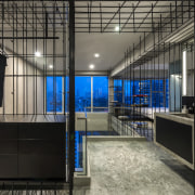 Due to the transparency of the interior, the interior design, black, gray