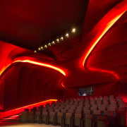 LED lighting defines the sleek, organic form of darkness, light, lighting, neon, red, red