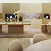 From the surface finishes to the shape of floor, flooring, furniture, interior design, living room, product design, room, table, brown, gray