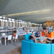 The Waiheke library provides a variety of seating institution, library, public library, gray