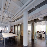 Collaboration is easy in the new Spark Architects ceiling, interior design, lobby, loft, gray