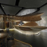 Raw restaurant in Taipei features bold sculptural elements architecture, ceiling, interior design, tourist attraction, black