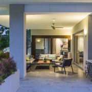 A large overhang on the east side of home, house, interior design, living room, lobby, real estate