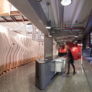 Achieving good recycling practices in the workplace is architecture, interior design, metro station, public transport, gray