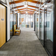 The refurbishment of interiors in the ClockTower Building door, floor, flooring, interior design, lobby, real estate, white, gray