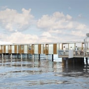 Hobsonville Point is an idyllic setting for homeowners dock, sea, sky, water, water transportation, gray, white