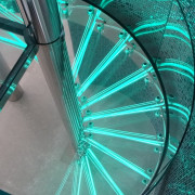 Clear glass spiral balustrade by Glasshape - Clear green, light, structure, teal, gray