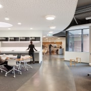 The mobius circulation pathway through the Brookfield Multiplex ceiling, floor, furniture, institution, interior design, office, product design, gray