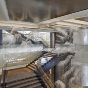 The grand staircase rising from the Sunrise Hotel architecture, interior design, tourist attraction, gray, brown