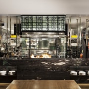 The open kitchen in the new DoubleTree by black, gray