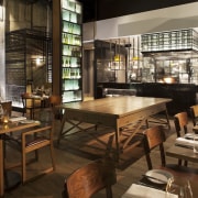 The open kitchen in the new DoubleTree by café, interior design, restaurant, brown