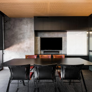 This separate meeting room at the studio of architecture, house, interior design, table, black