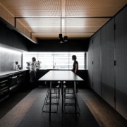 On this fit-out of Hillam Architects premises by architecture, black and white, daylighting, house, interior design, photography, wood, black