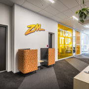 The graphics are indeed turned up for the ceiling, interior design, office, gray