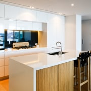 European-style appliances grace the kitchens in the apartments cabinetry, countertop, interior design, kitchen, real estate, white