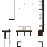 Plan of substantial kitchen by BE Architecture: 1 area, design, diagram, drawing, floor plan, font, furniture, line, product design, structure, white