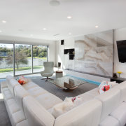 This upmarket home by DreamHome Group offers large, architecture, estate, house, interior design, living room, property, real estate, gray