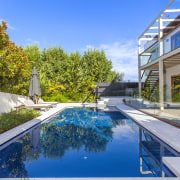 In-ground fibreglass swimming pools from Narellan Pools can architecture, condominium, estate, home, house, leisure, property, real estate, reflection, residential area, swimming pool, villa, water