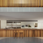 A six-metre long island with a spotted gum architecture, ceiling, daylighting, house, interior design, kitchen, lobby, real estate, wood, gray, brown