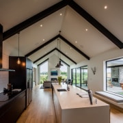 James Hardies Axon Panel provides the strong, deep architecture, ceiling, daylighting, floor, flooring, house, interior design, living room, real estate, wood flooring, brown